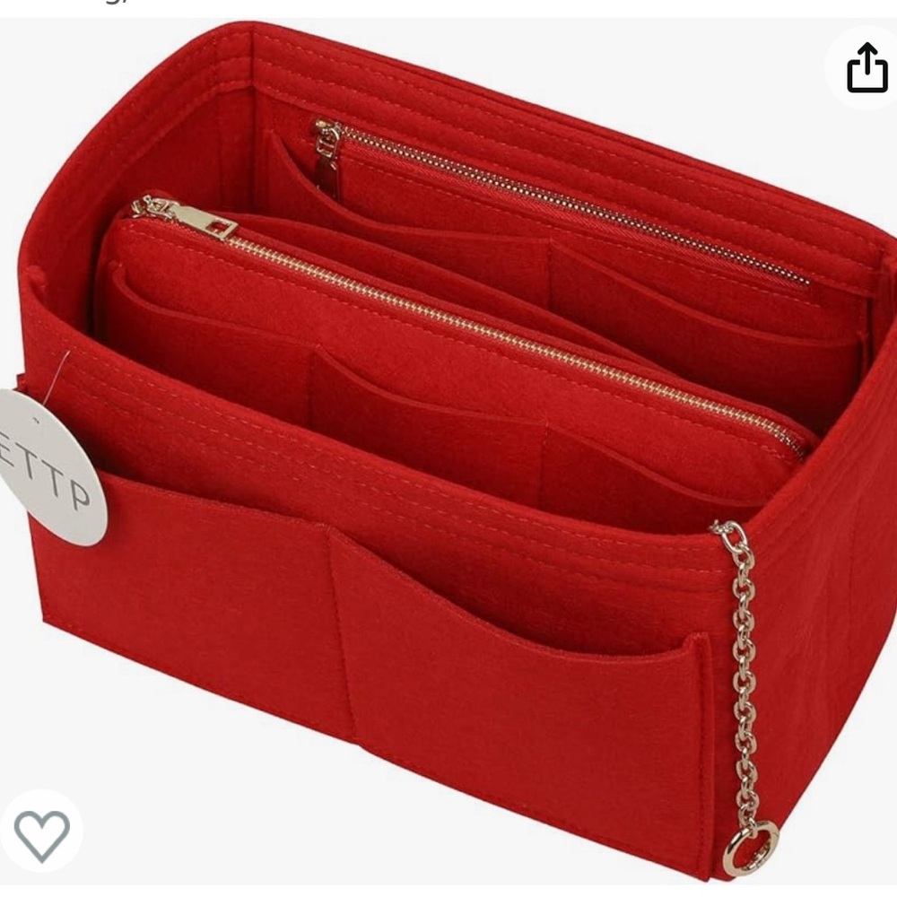Felt Purse Organizer Insert W/ 2 Metal Zipper For Speedy Neverfull Tote Handbag